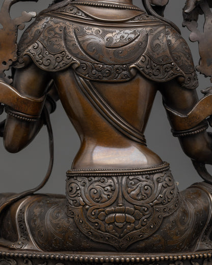 Oxidized Green Tara Statue | Compassionate Deity for Spiritual Spaces