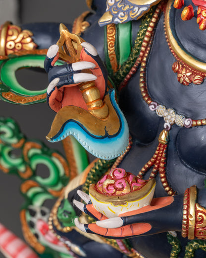Colored Six Armed Mahakala Statue | Buddhist Protector Statue