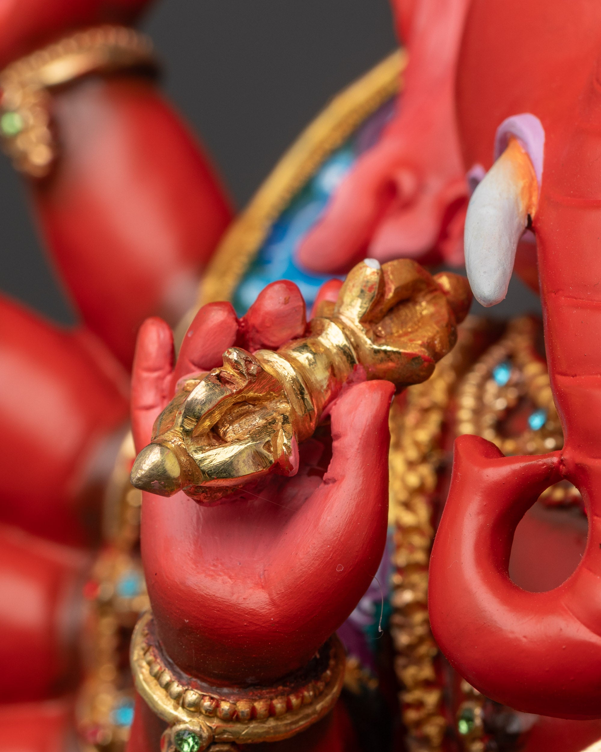 Premium Standing Rakta Ganesh Statue | Himalayan Nepalese Sacred Art