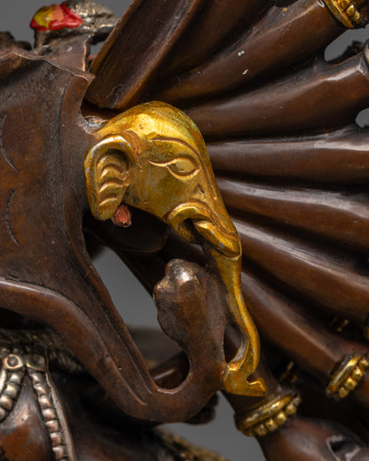 Oxidized Yamantaka Statue | Tibetan Buddhist Wrathful Deity Sculpture
