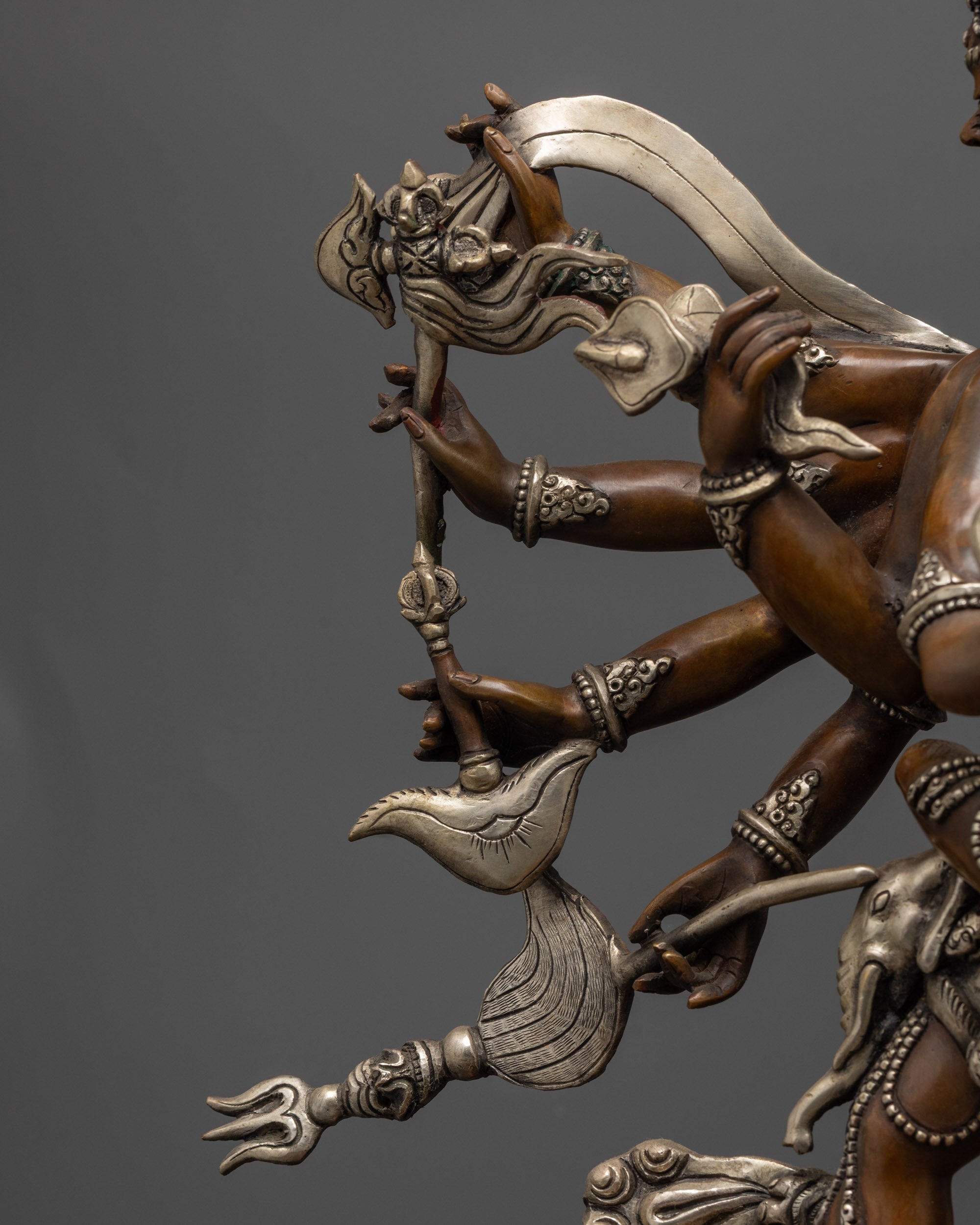Oxidized Tantra Kalachakra Statue | Wheel of Time Deity for Rituals