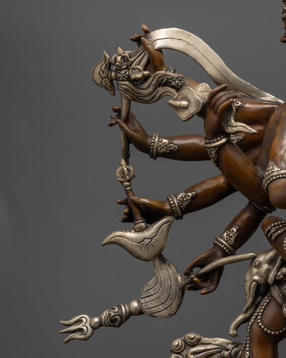 Oxidized Tantra Kalachakra Statue | Wheel of Time Deity for Rituals