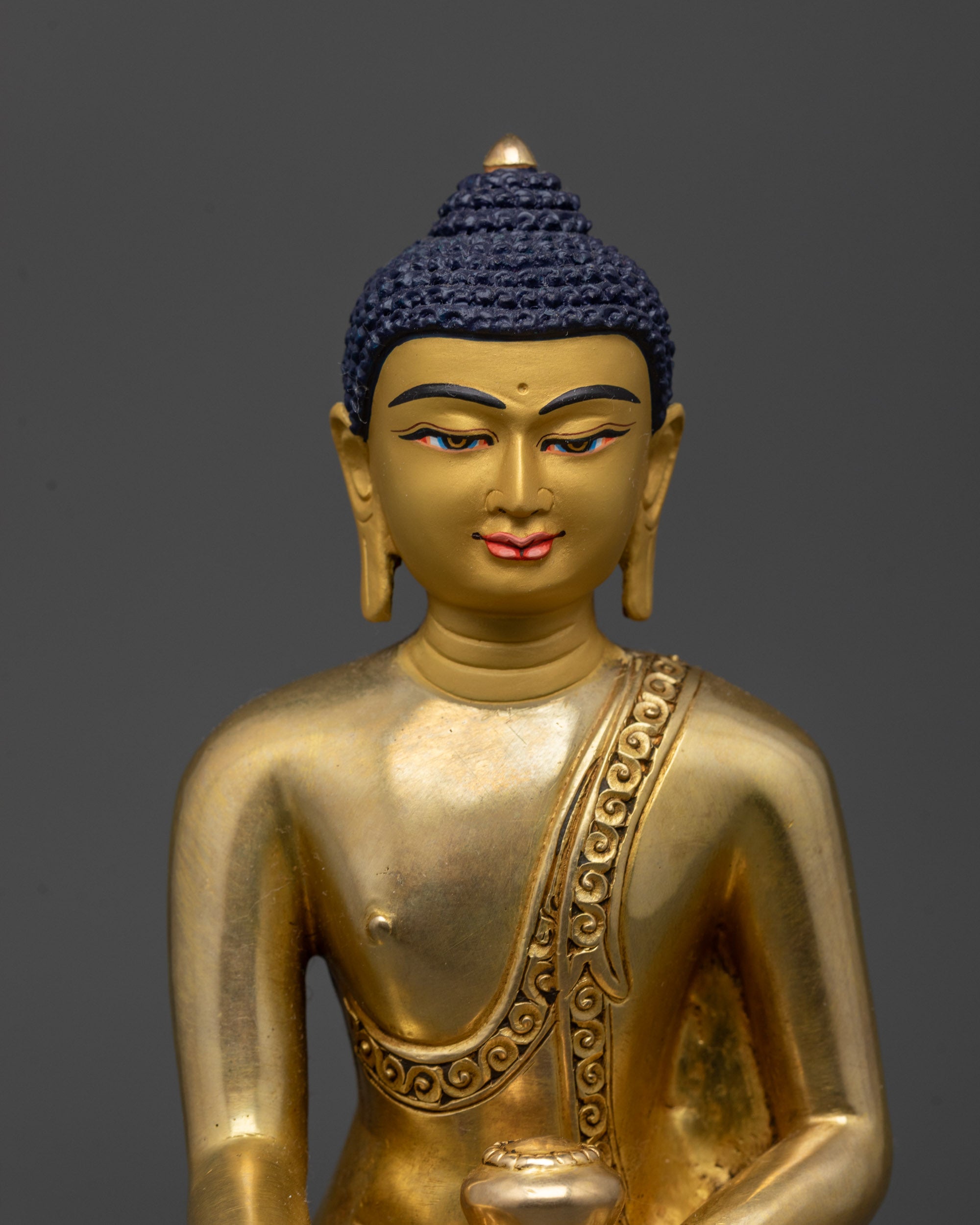 Sacred Gold Fire-Gilded Shakyamuni Buddha Sculpture | Spiritual Art