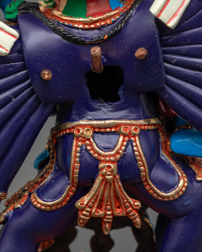 Tibetan Yamantaka Statue | Handcrafted Dark Blue Sculpture