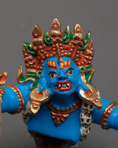 Tibetan Yamantaka Statue | Handcrafted Dark Blue Sculpture