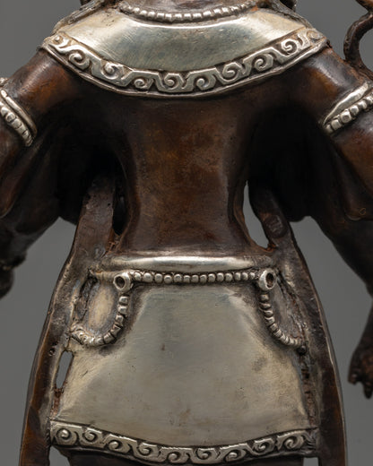 Oxidized Copper Lokeshwor Statue with Silver Plating