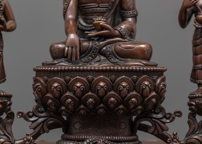 Oxidized Statue of Shakyamuni Buddha with Disciples | Buddhist Artwork