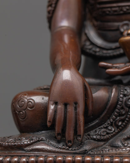 Oxidized Statue of Shakyamuni Buddha with Disciples | Buddhist Artwork