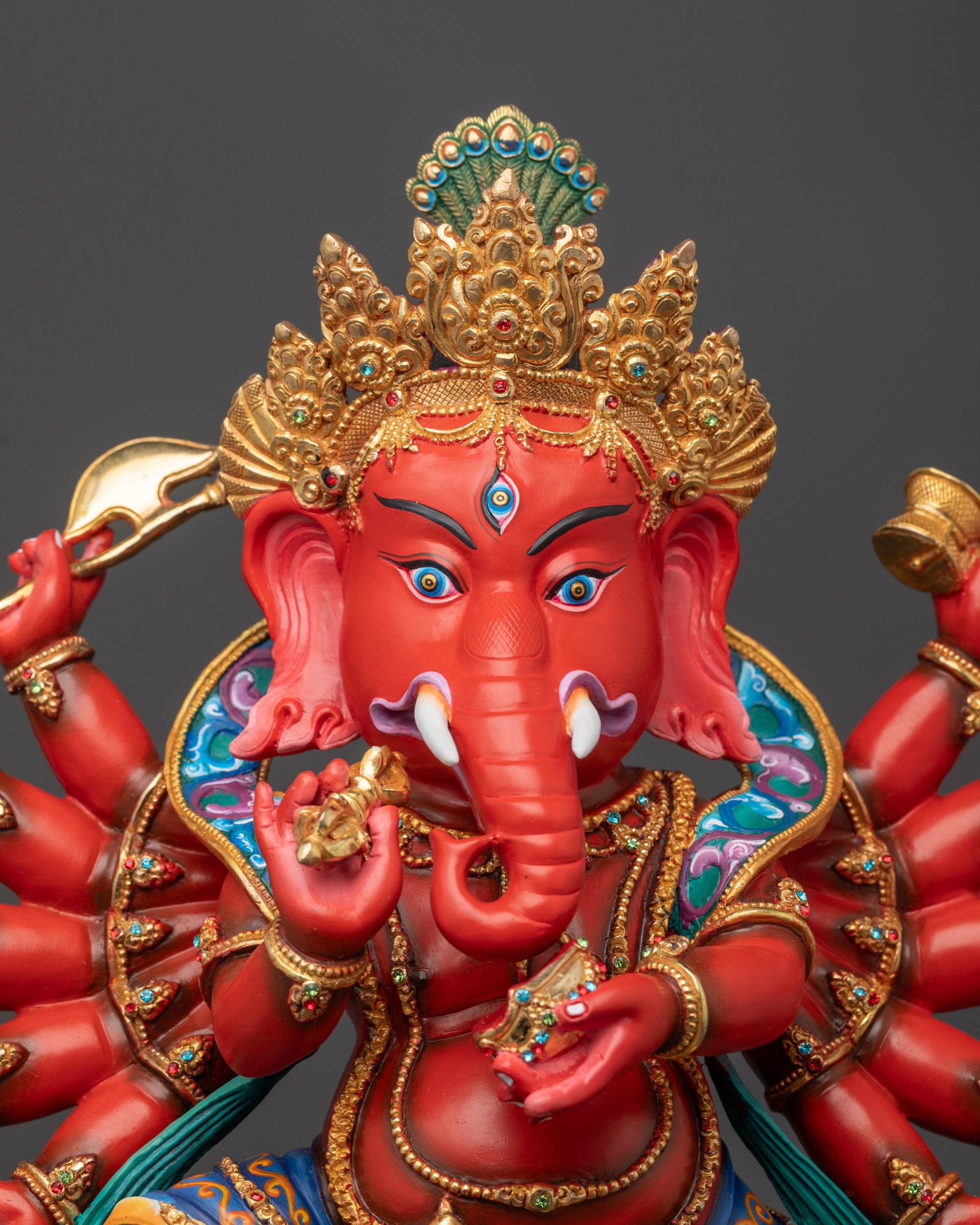 Premium Standing Rakta Ganesh Statue | Himalayan Nepalese Sacred Art