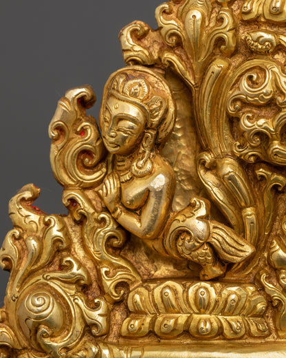 Maitreya Buddha Statue | Himalayan Artwork with 24K Gold-Gilded Face