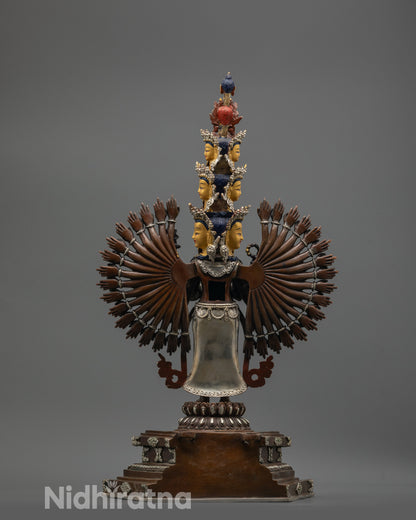 Oxidized 1000 Armed Chenrezig Statue | Spiritual Sculpture from Nepal