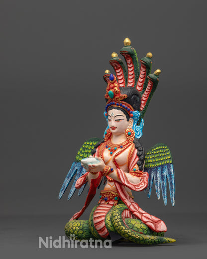 Hand-Painted Naga Kanya Statue | Handcrafted Serpent Goddess Sculpture