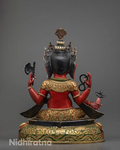 Back view of Himalayan handcrafted Ganesh statue highlighting crown and detailed painting