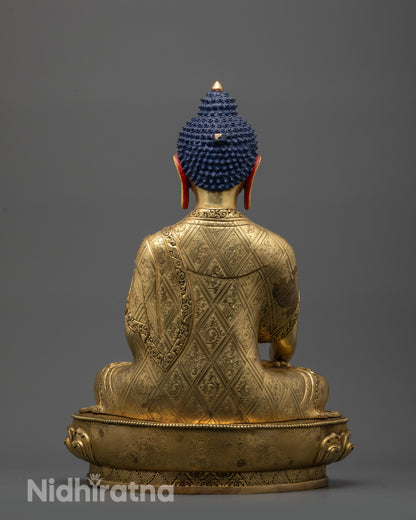 24K Fire Gold Gilded Buddha Shakyamuni Statue | Buddhist Artwork