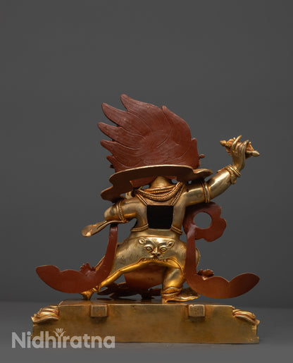 Wrathful Vajrapani Statue | 24K Gold-Gilded Guardian of Enlightenment