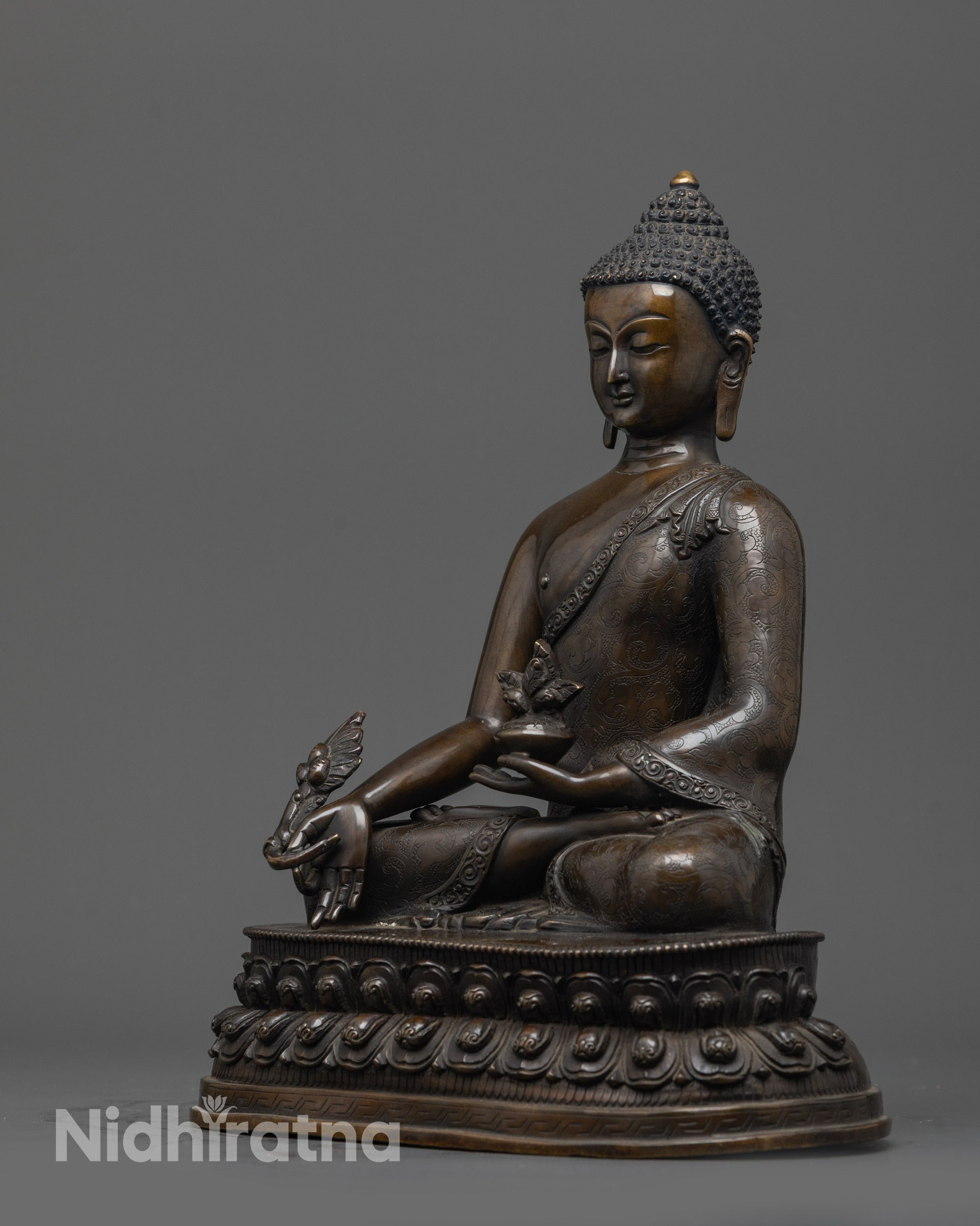 Oxidized Bhaisajyaguru Buddha Statue | Handcrafted Healing Sculpture
