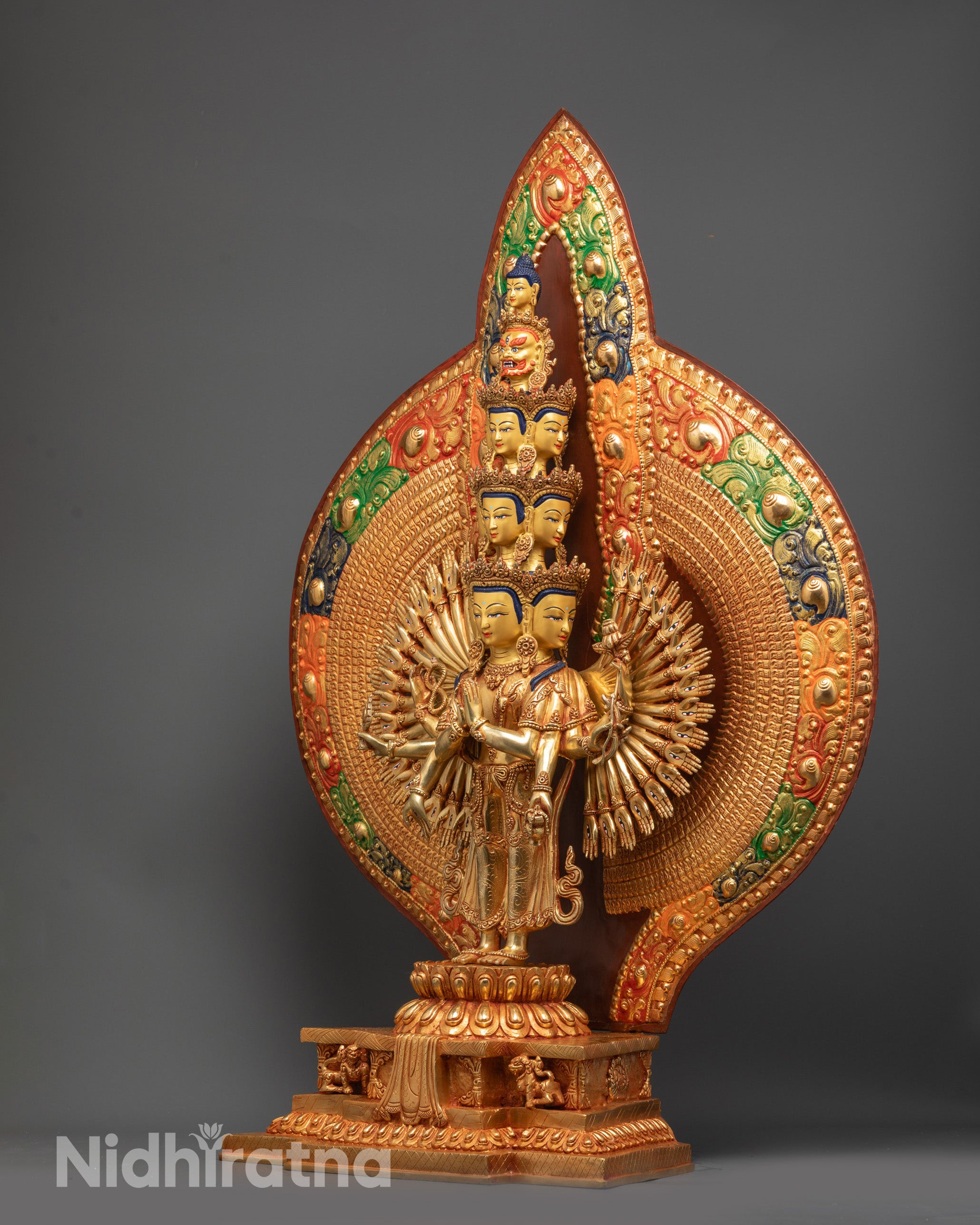 1000-Armed Chenrezig Statue | 24K Gold Gilded Avalokiteshvara Sculpture