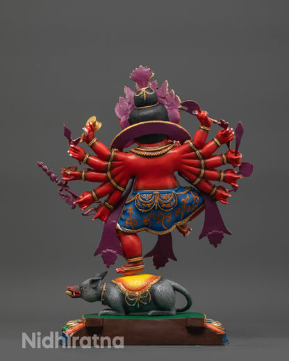 Red Hued Lord Ganesha Statue | Spiritual Decor and Divine Protector