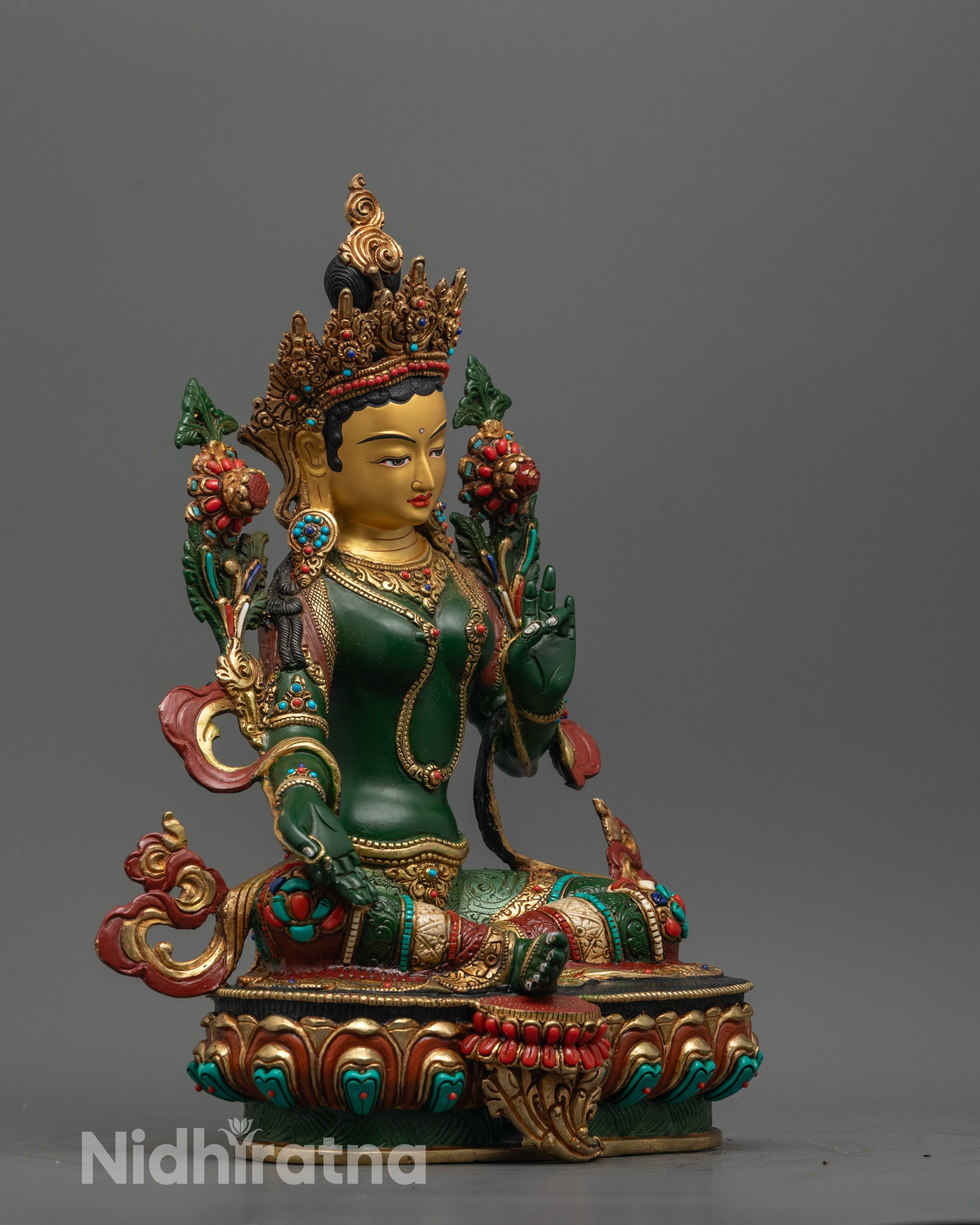 Premium Green Colored Green Tara Statue | Himalayan Artwork