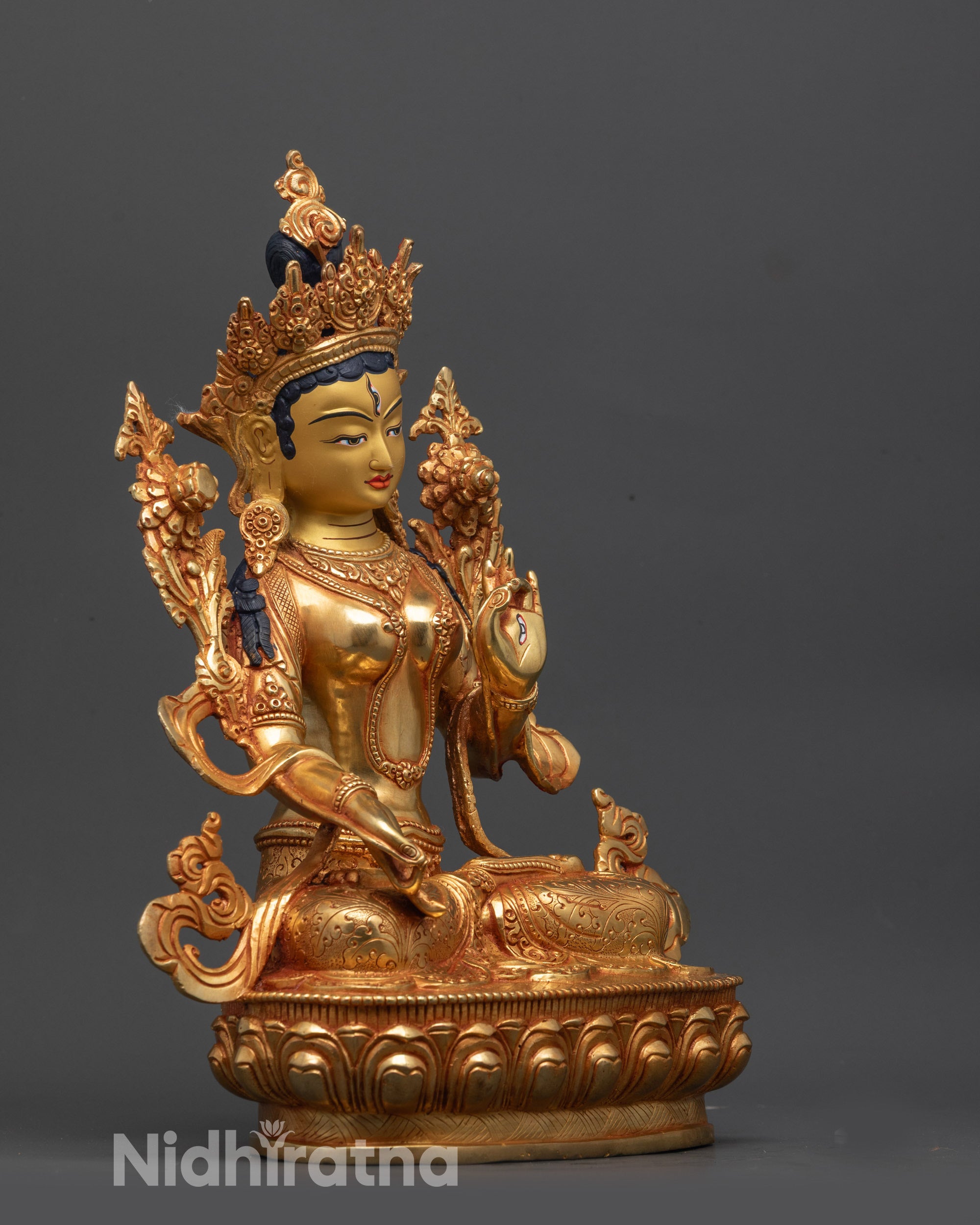Handcrafted White Tara Sculpture | Spiritual Statue for Home Altar