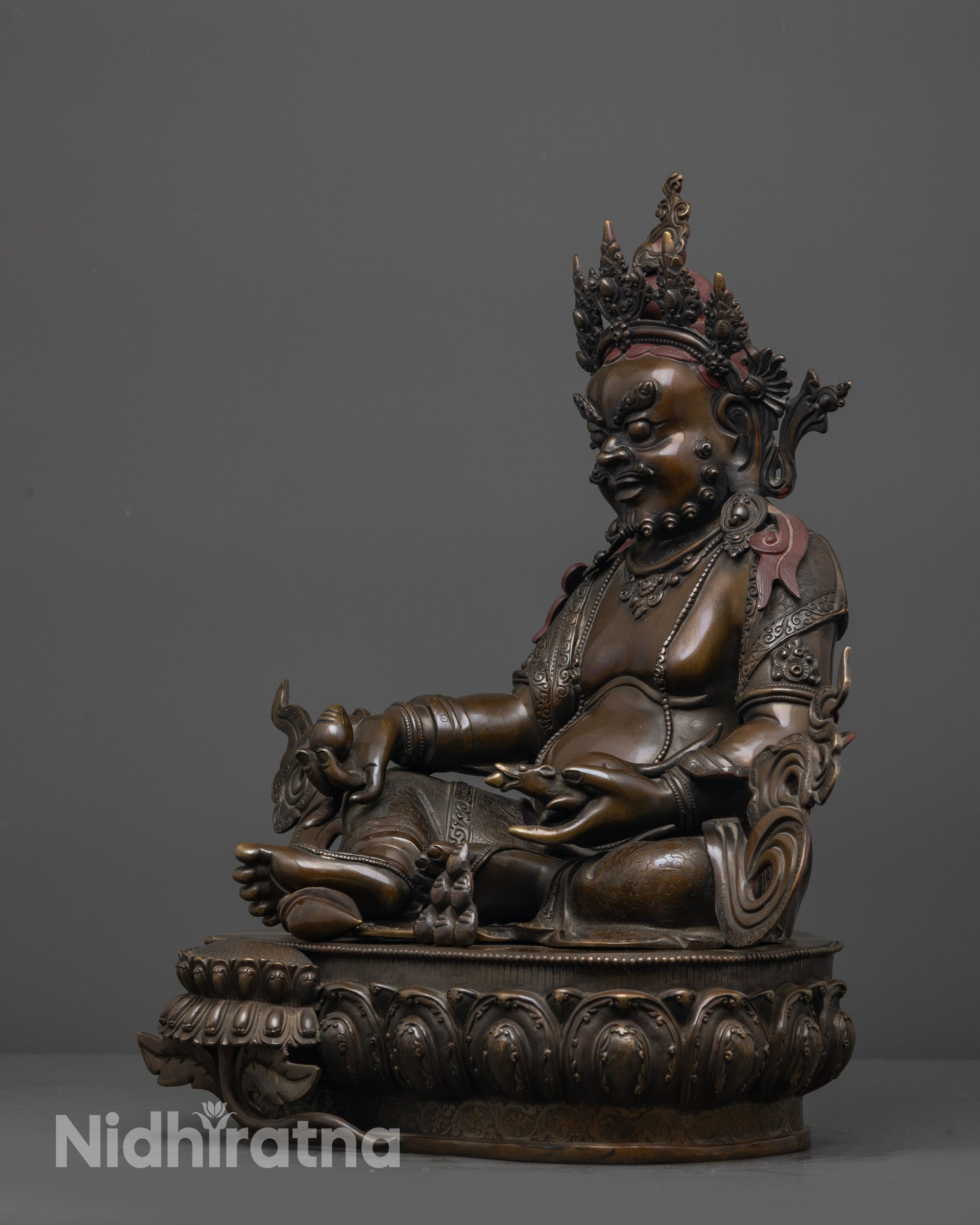 Handcrafted Oxidized Dzambhala Statue | Traditional Tibetan Art