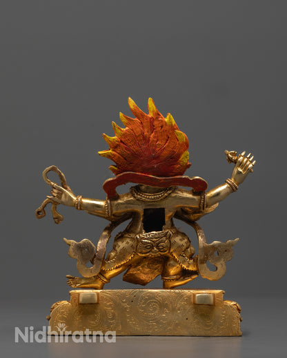 Traditional Four Armed Vajrapani Statue | Nepalese Hand-Carved