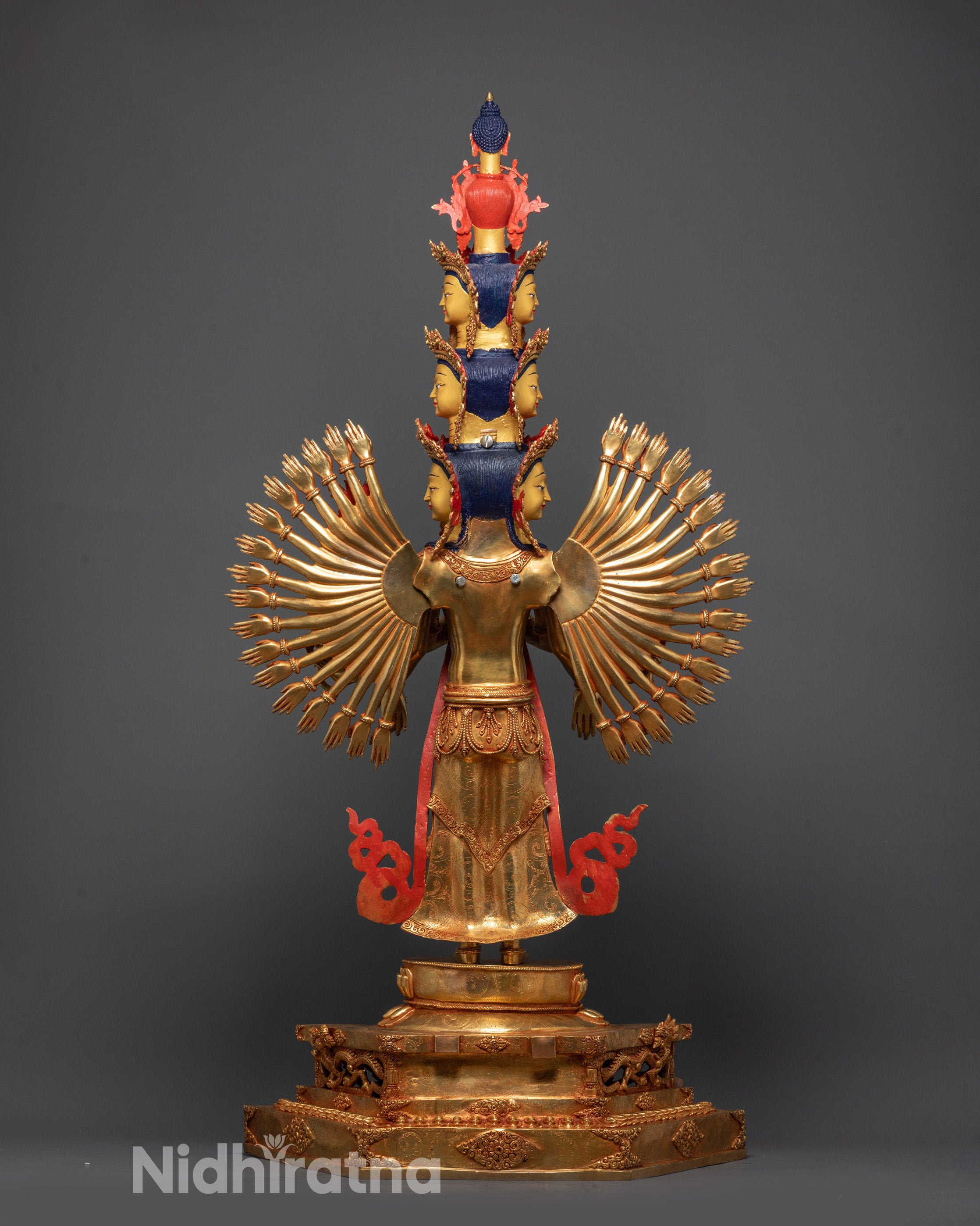 1000-Armed Chenrezig Statue | 24K Gold-Gilded Buddhist Deity Sculpture