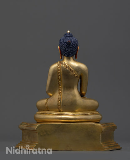 Sacred Gold Fire-Gilded Shakyamuni Buddha Sculpture | Spiritual Art