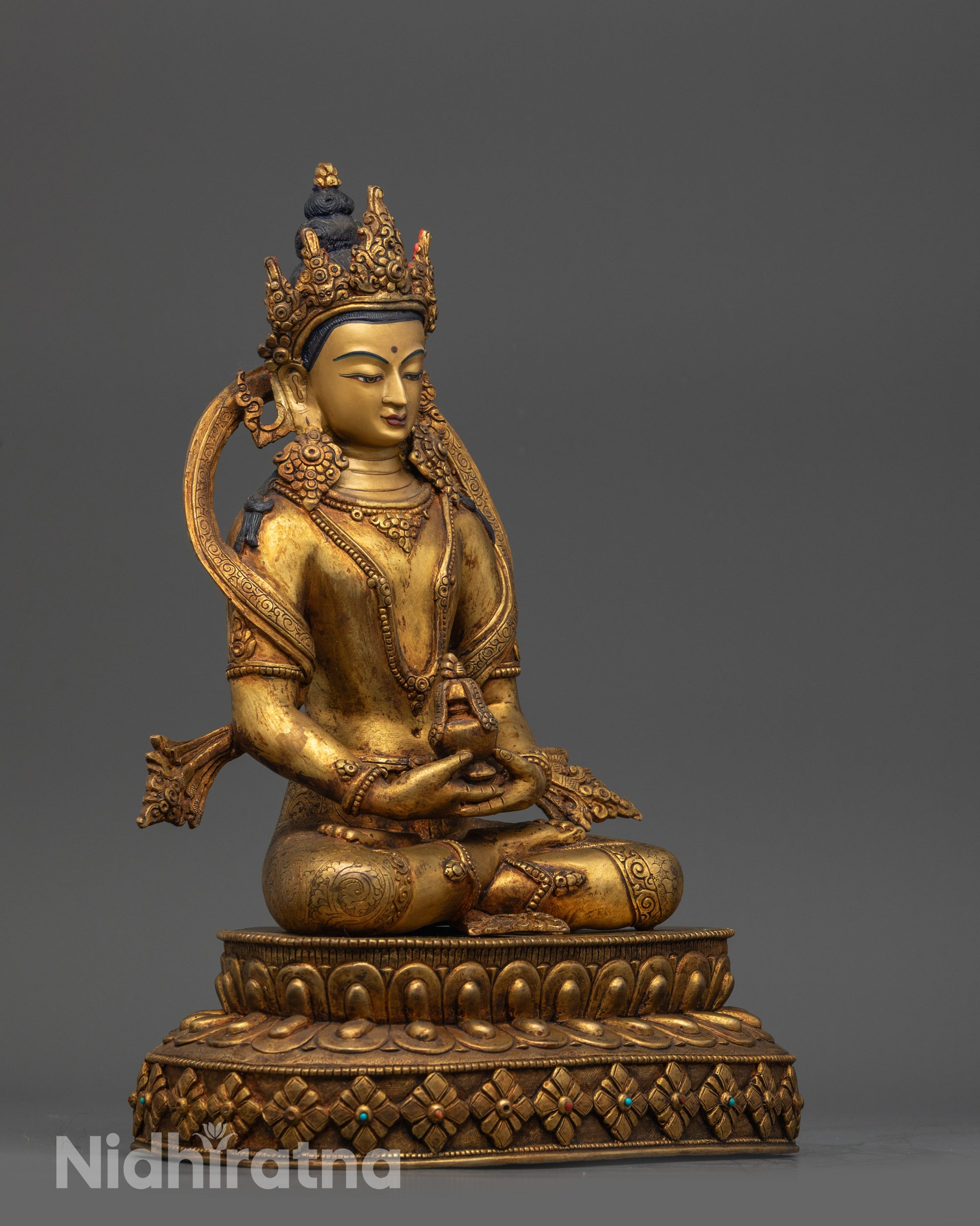 Antique Finish Five Bodhisattva Statue Set | Sacred Buddhist Set