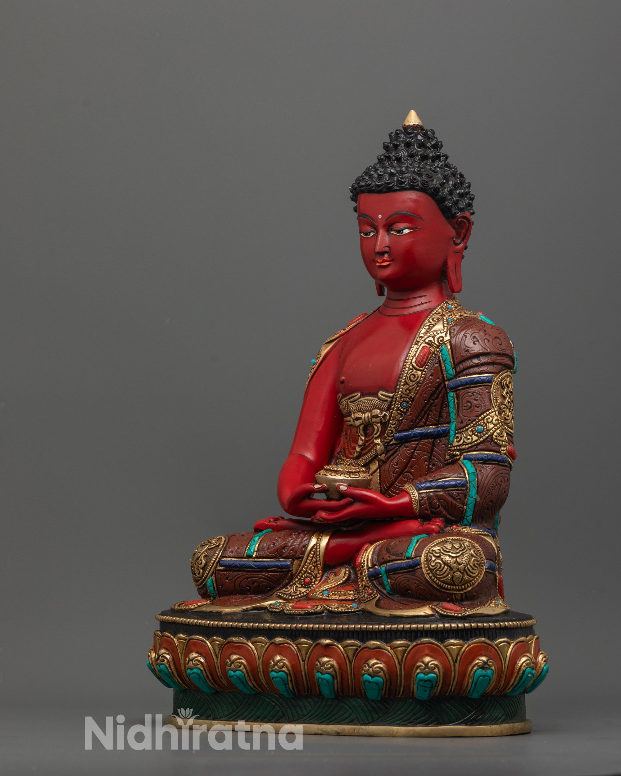 Serene Amitabha Buddha Sculpture | Nepalese Handmade Buddhist Statue