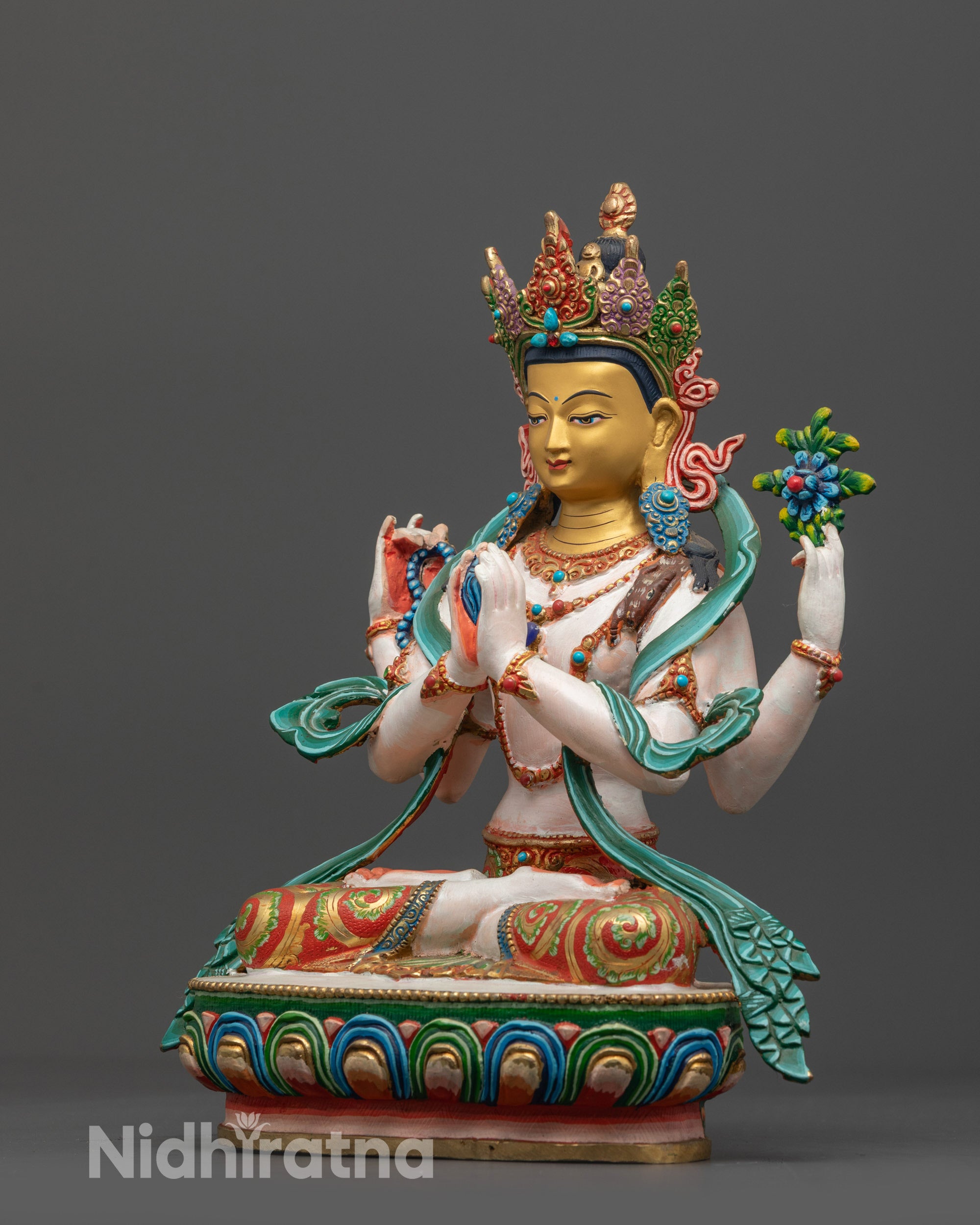 Four-Armed Avalokiteshvara Statue | Detailed Handmade Himalayan Statue