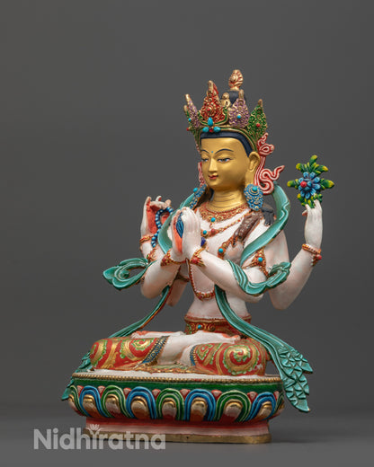 Four-Armed Avalokiteshvara Statue | Detailed Handmade Himalayan Statue