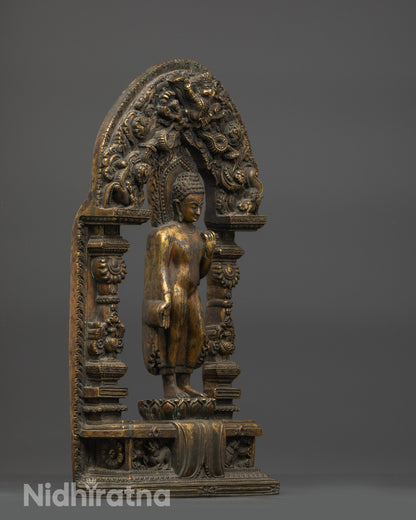 Antique Standing Shakyamuni Buddha Sculpture | Timeless Devotion