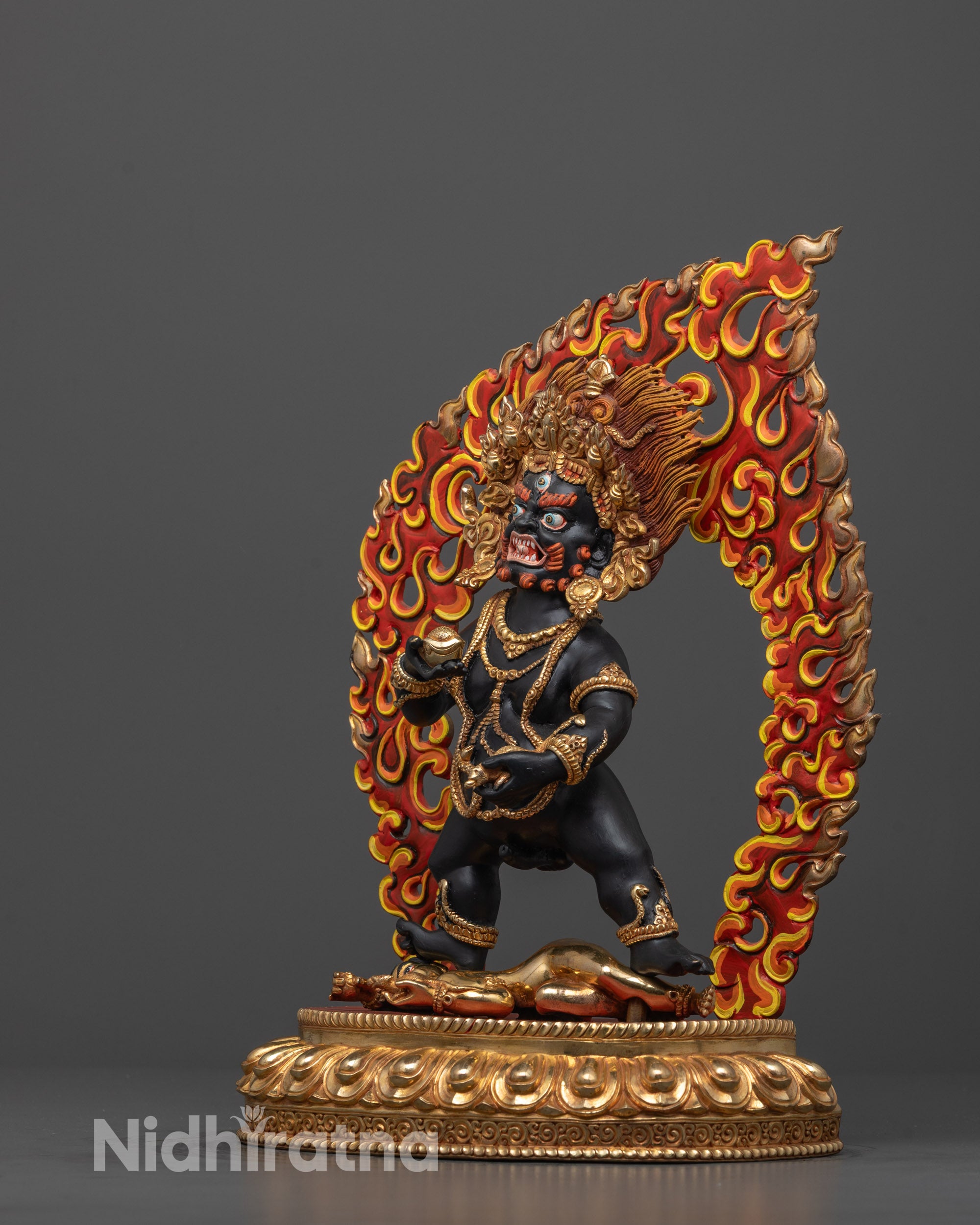 Black Dzambhala Statue | Buddhist Wealth God Statue for Fortune