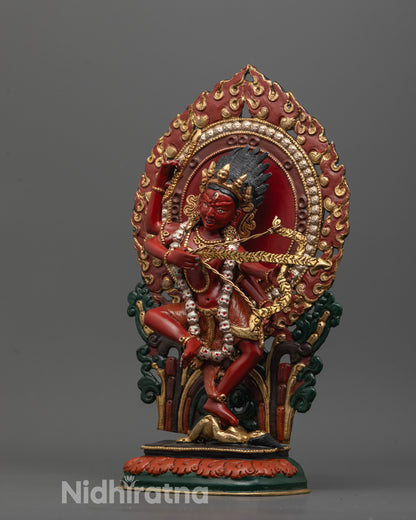 Traditionally Crafted Red Colored Kurukulla Statue For Sale