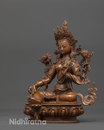 Peaceful Oxidized Green Tara Statue | Mother of Liberation