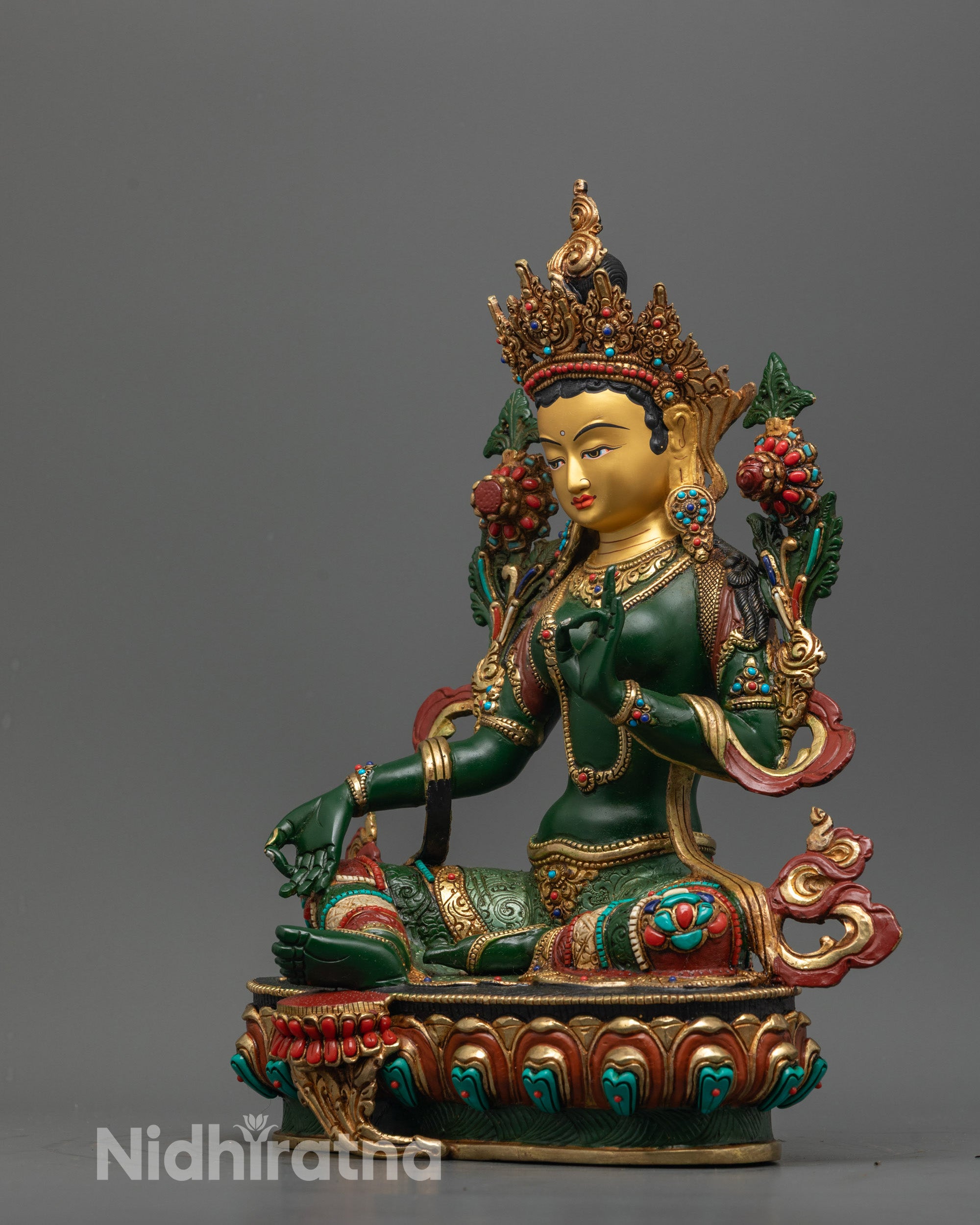 Premium Green Colored Green Tara Statue | Himalayan Artwork