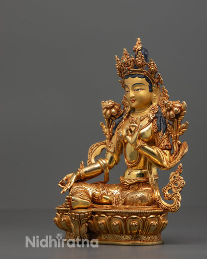 Blessed Green Tara Statue | Intricate Copper Art
