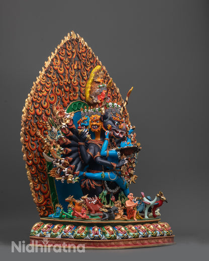 Handcrafted Yamantaka Consort Statue | Wrathful Deity Union Sculpture