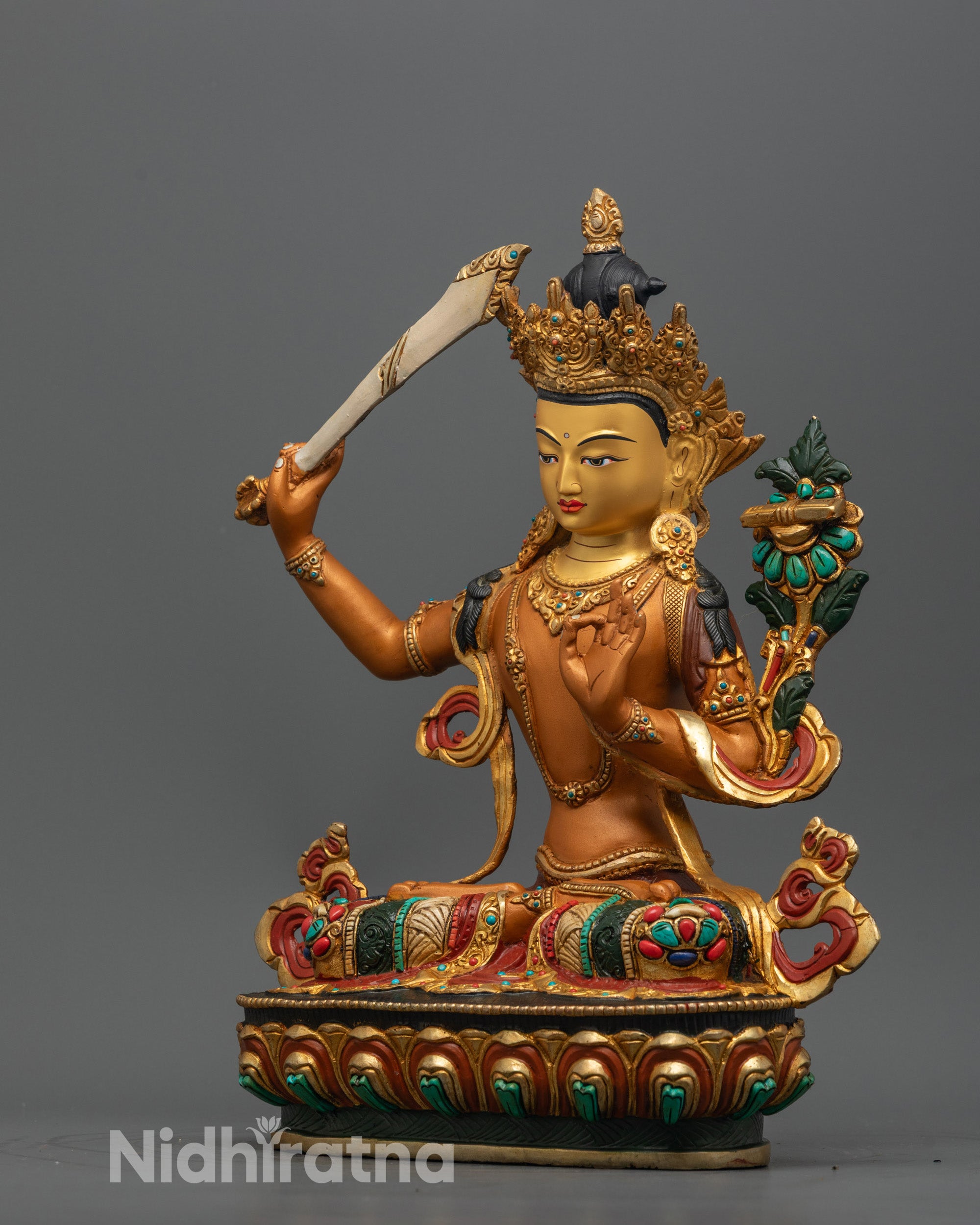 Rare Manjushri Statue | Detailed Nepalese Buddhist Artwork