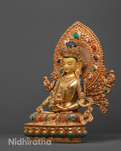 Tibetan Buddha Amitayus Statue for Long Life Blessings