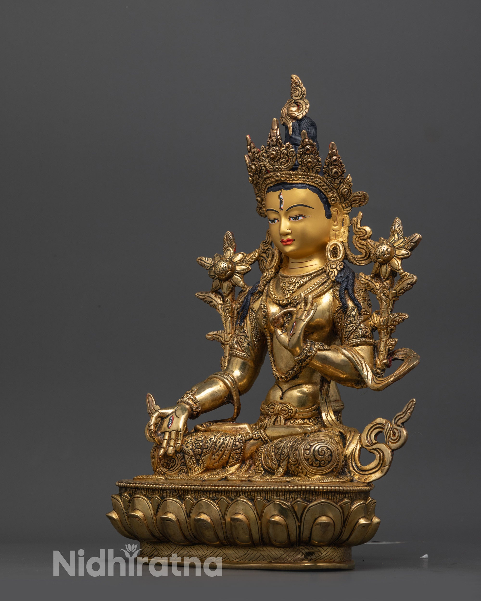 Nepalese White Tara Sculpture | Peaceful Buddhist Goddess Figure