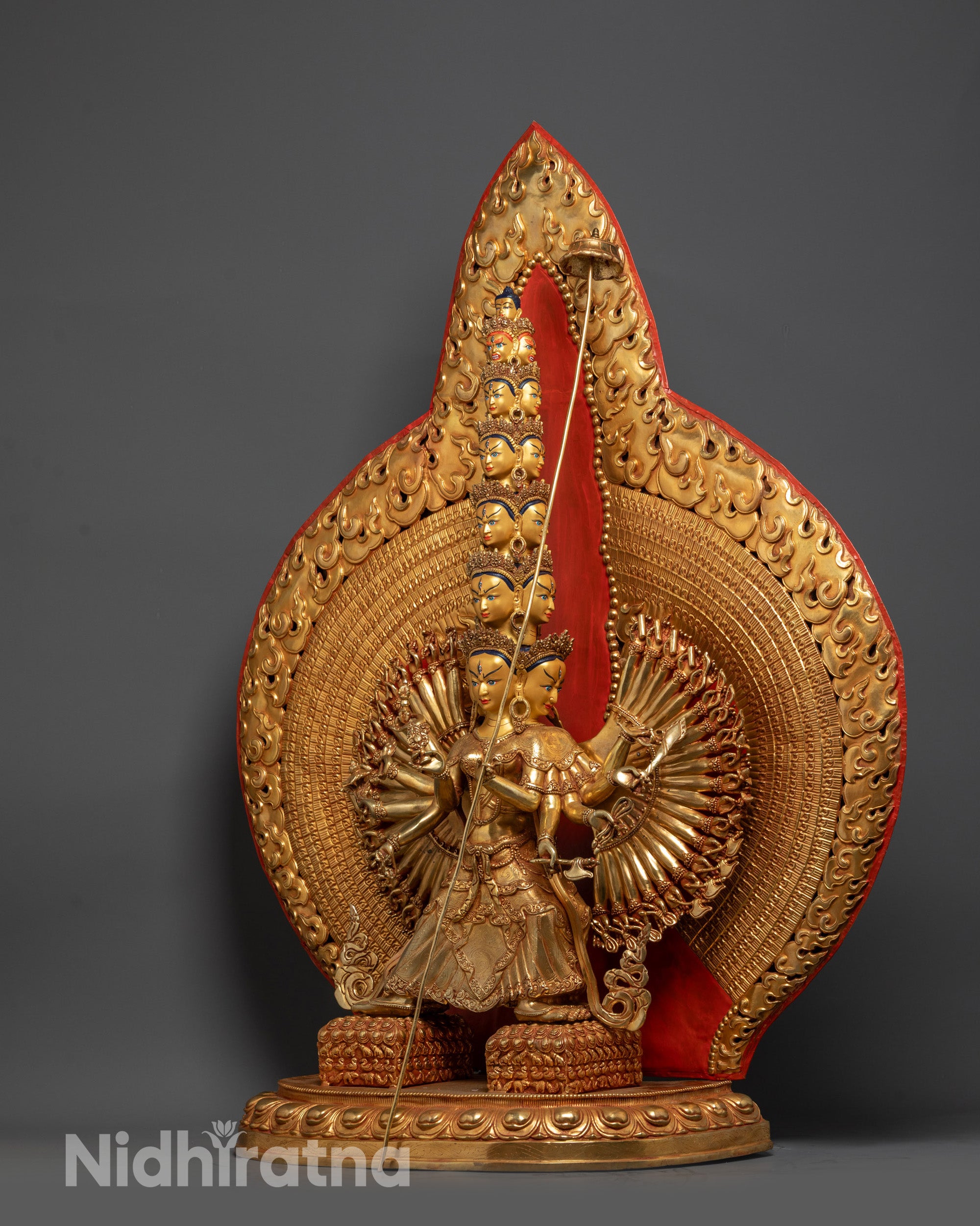 Thousand-Arm Dukar Statue | Detailed Bodhisattva Sculpture from Nepal