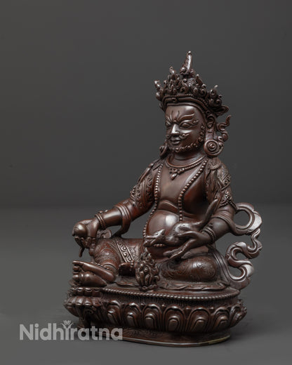 Black Oxidized Dzambhala Sculpture | Handmade Guardian of Treasures