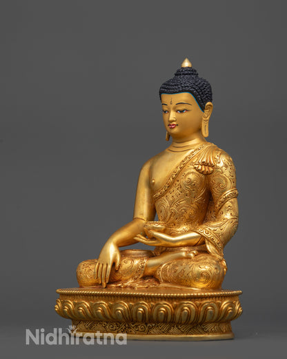 Enlightened Shakyamuni Buddha Statue | 24K Gold Gilded Sculpture