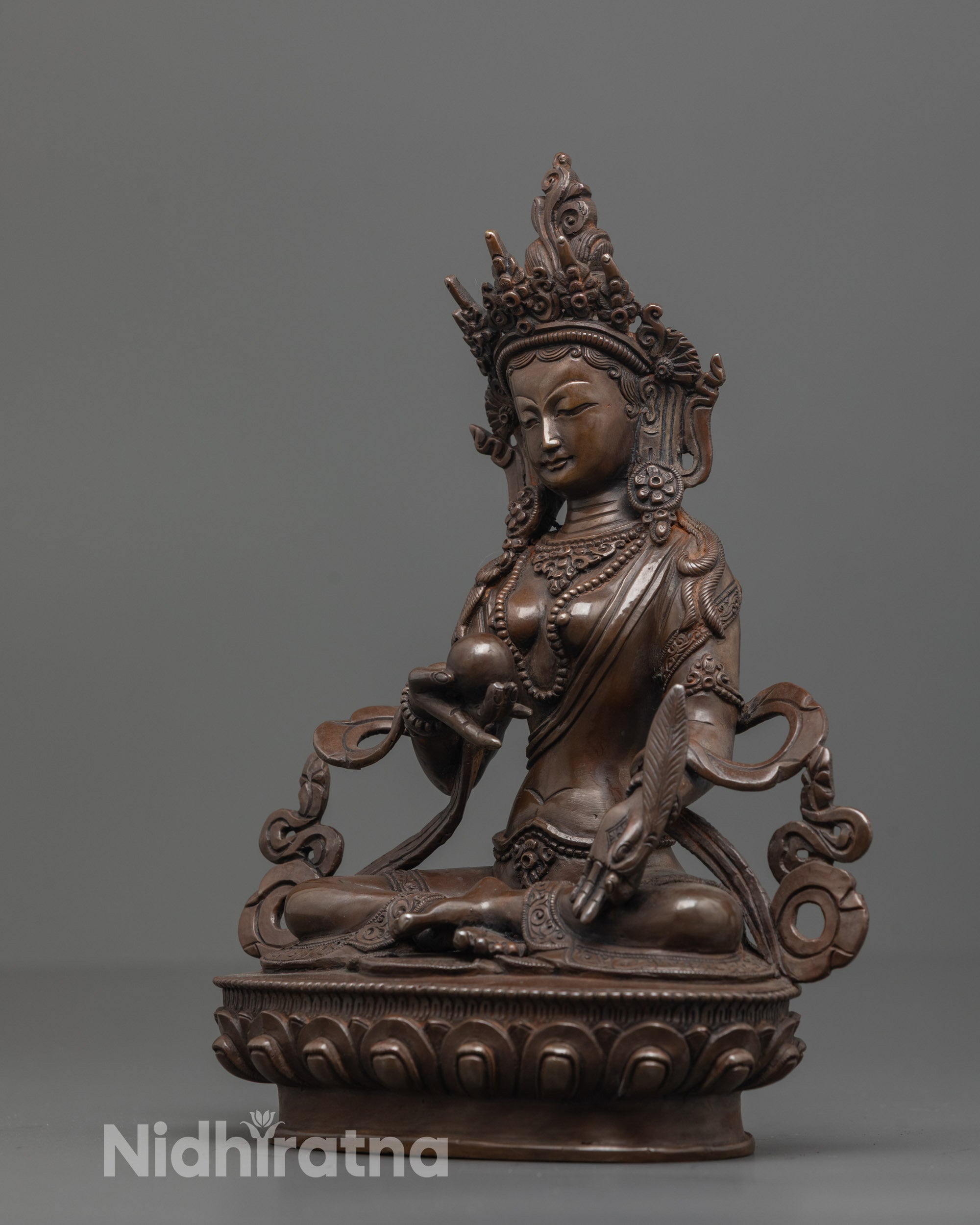 Oxidized Bodhisattva Ksitigarbha Statue | Nepalese Buddhist Art