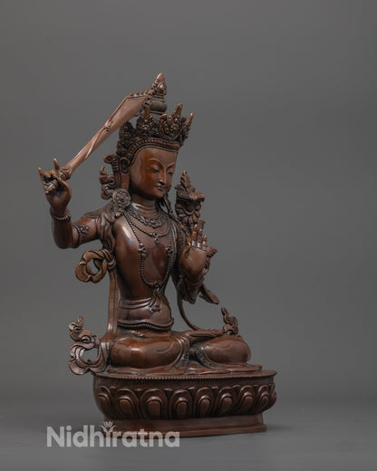 Authentic Hand-Carved Manjushri Statue | Timeless Himalayan Craft