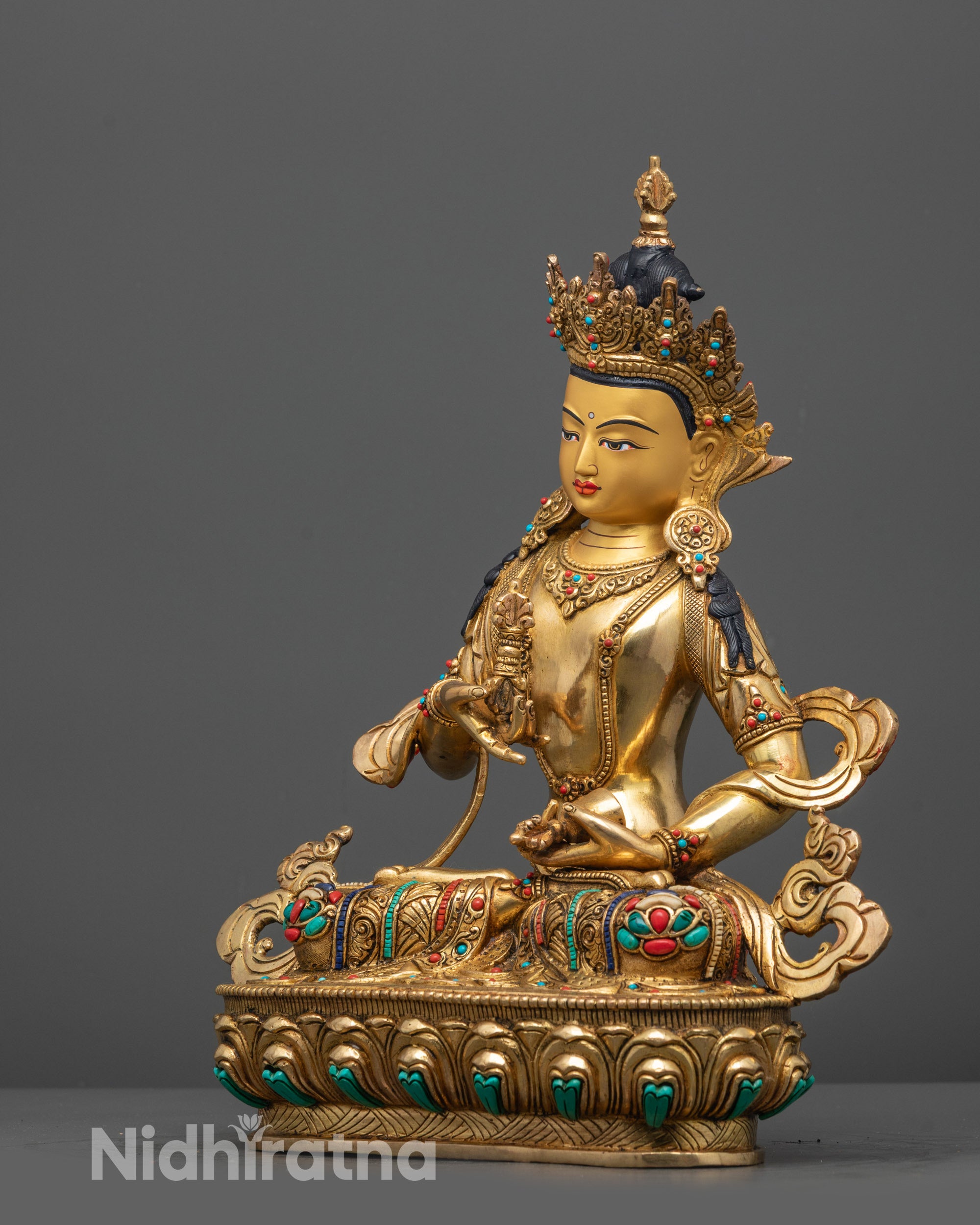 Authentic Vajrasattva Statue | 24K Gold-Gilded Face Buddhist Statue