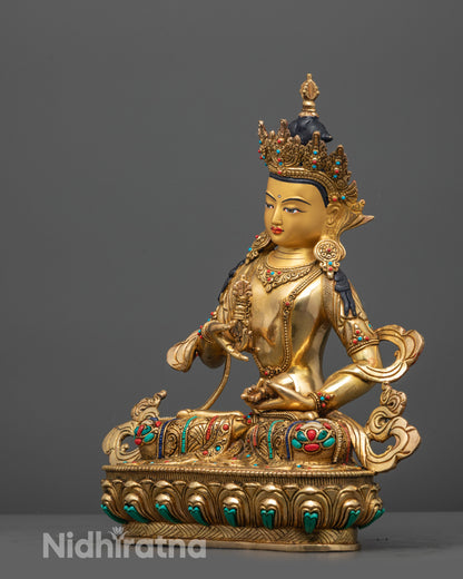 Authentic Vajrasattva Statue | 24K Gold-Gilded Face Buddhist Statue