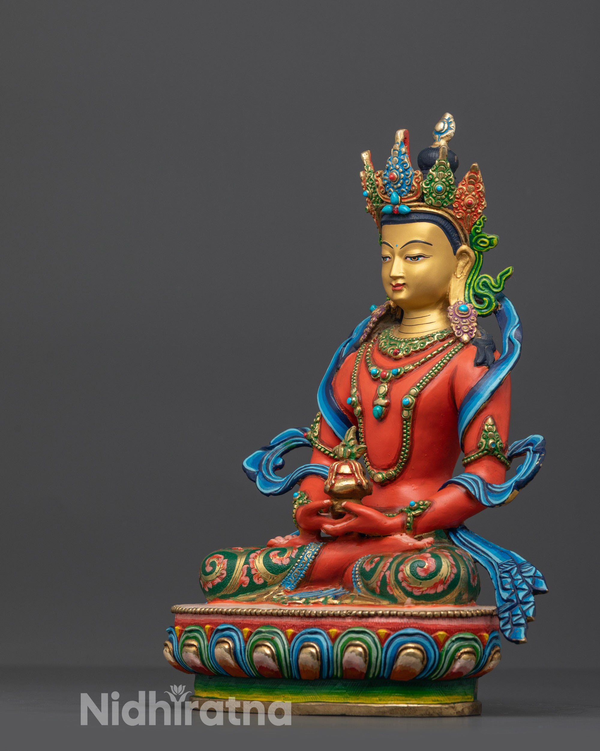 Red Coloured Amitayus Dharani Statue | Buddha of Infinite Life